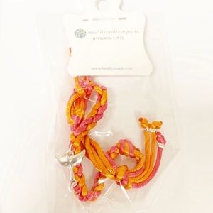 NWT Sterling Silver Whale Tail Pink Orange Ankle